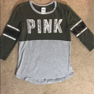 Pink 3/4 sleeve shirt with sequence